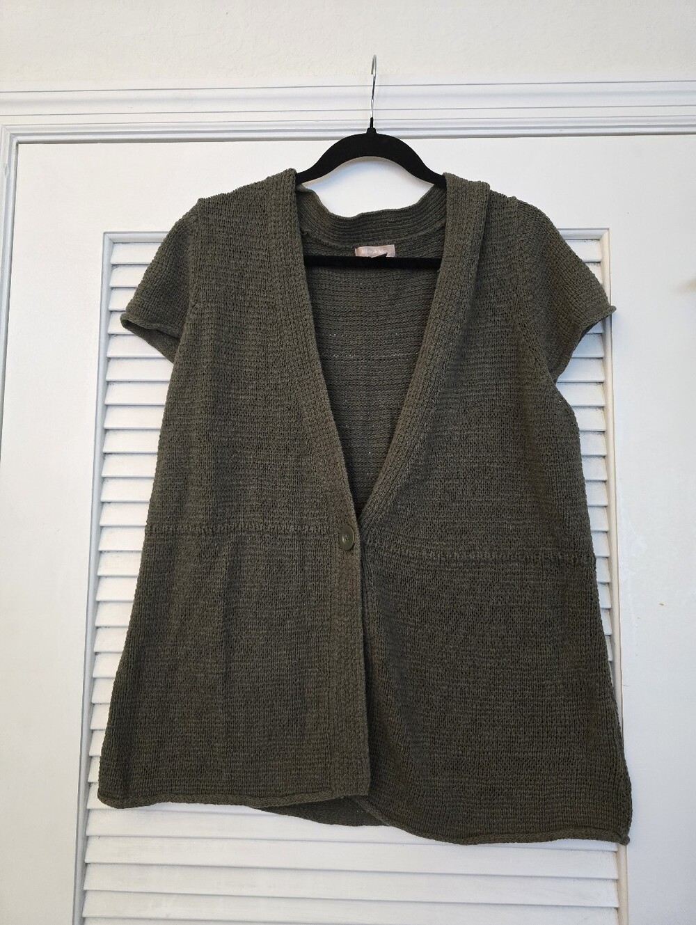 White Stag Smoky Olive Green Knit Short Sleeve Cardigan Size XXL